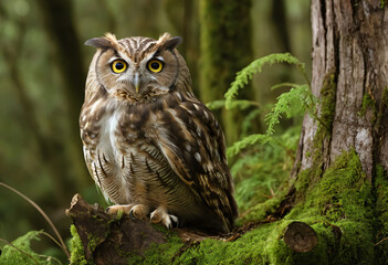 Obraz premium Owl on tree portrait