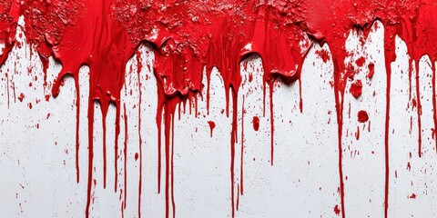 Red paint splatter on a white background