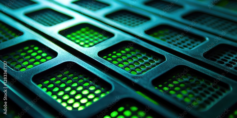 Poster Close up of a green object with a grid pattern