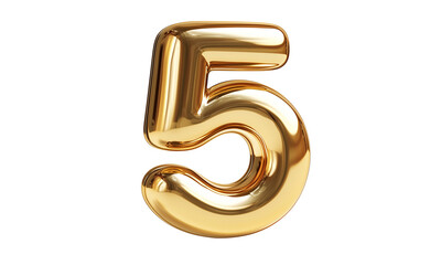 3d golden font number 5