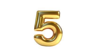 3d golden font number 5