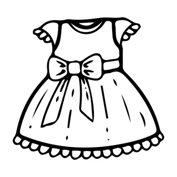 black and white dress with bow clip art preview