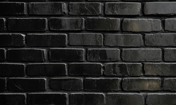 Striking wall with sleek black granite bricks, offering bold contrast and modern stock photography appeal