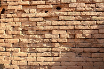 the bricks of the Dub lal Makh Temple next to the ziggurat in ancient Ur, sumerian temple, Iraq