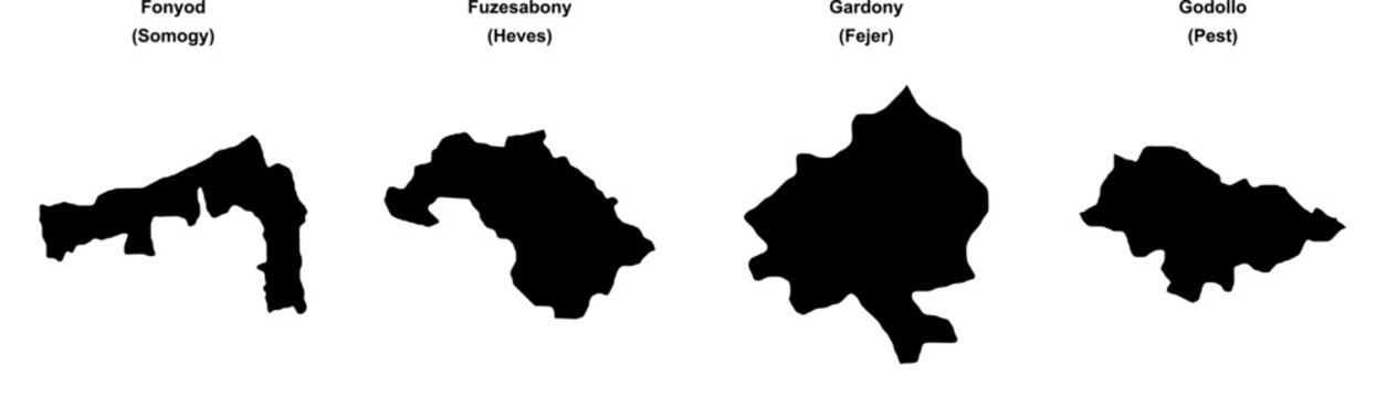 Fonyod, Fuzesabony, Gardony, Godollo outline maps