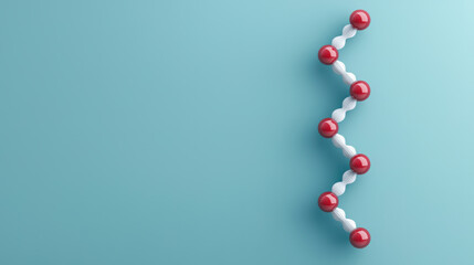 Molecular structure with red and white atoms on blue background, symbolizing chemistry and science
