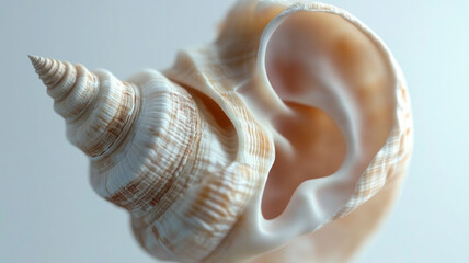 A shell with a pointed top and a rounded bottom