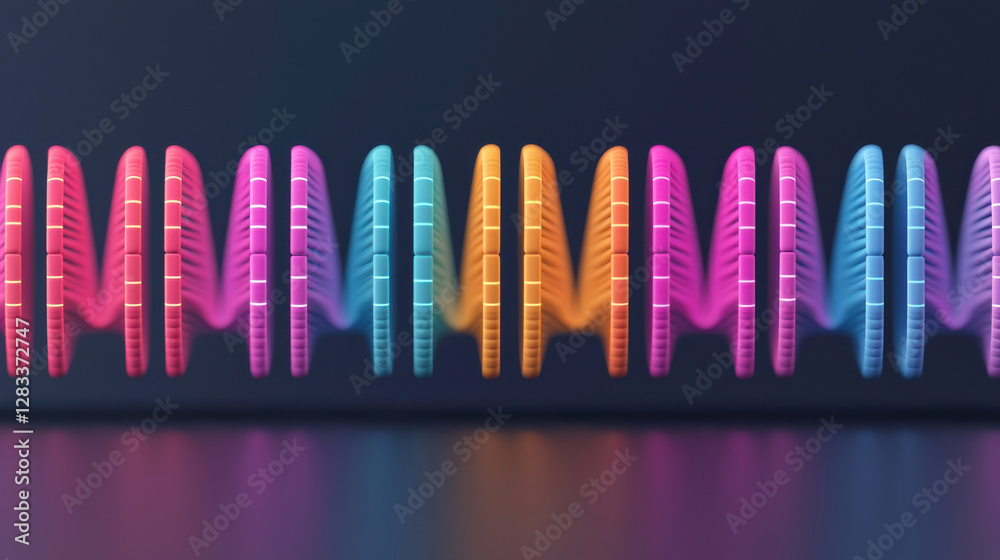 Wall mural vibrant wave pattern with colorful circular shapes in rhythmic design