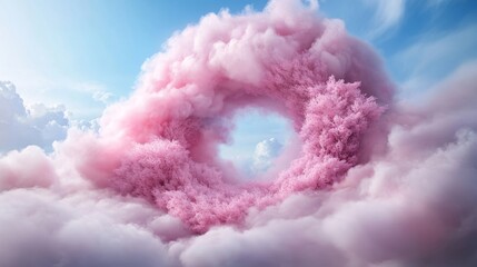 Fototapeta premium Dreamy Pink Clouds Forming a Beautiful Circular Shape in Sky