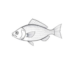 Fototapeta premium Elegant Line Art Illustration of a Fish in Timeless Scratchboard Style, Generative AI Raster Art on White Background