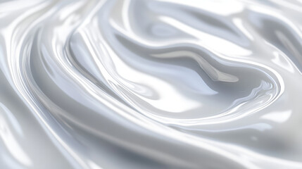 Obraz premium White liquid wave. 3d cosmetic cream or milk ripple background. Lotion splash texture top view. Serum swirl surface. Clear product design with smooth impact and flow effect on transparent bg.