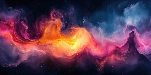 Fototapeta premium A colorful galaxy with a bright orange streak