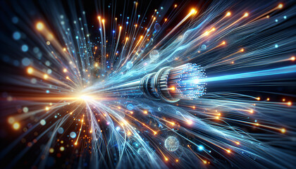 Fototapeta premium Futuristic Fiber Optic Data Transmission Concept