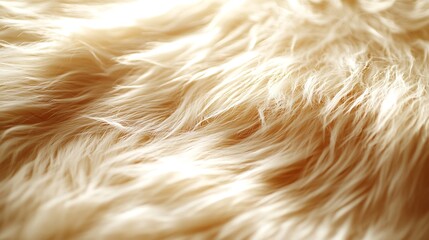 A macro close-up of gradient fur transitioning from golden yellow to soft cream, silky textures glowing softly under natural lighting, visible fine strands arranged in flowing patterns,