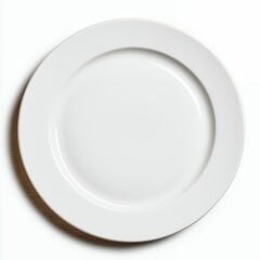 Clean White Round Dinner Plate on Wooden Surface
