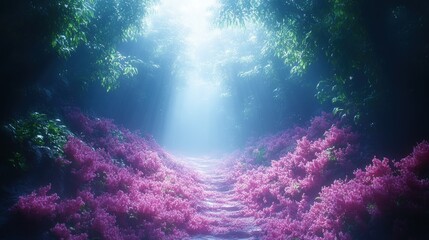 Fototapeta premium Mystical Pathway Through Pink Forest