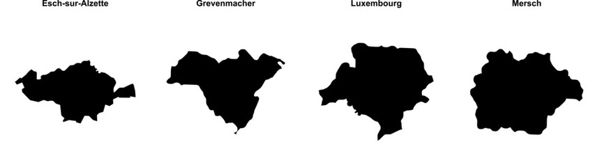 Esch-sur-Alzette, Grevenmacher, Luxembourg, Mersch outline maps