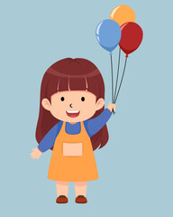 little girl with balloons vector suitable for children book