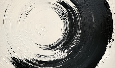 Artistic Circular Form Embellished With Striking Painted Lines In Elegant Monochromatic Style, Radiating Modern Sophistication