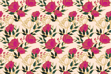 Seamless pattern of floral concept with vintage style
