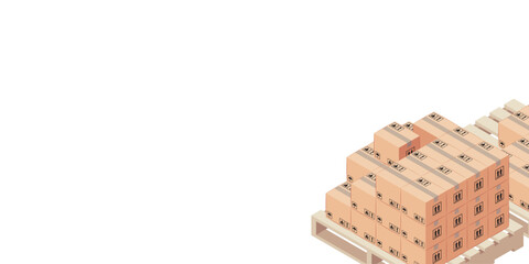 ISOMETRIC STACK OF BOXES ON WOODEN PALET RB