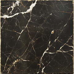 A square - shaped surface with a black marble texture, featuring white and golden veining that runs irregularly across it, creating an elegant and luxurious visual effect. The marble has a smooth yet 