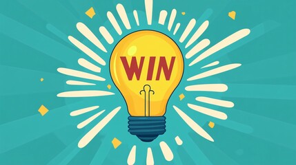 Neon Light Bulb Announcing Victory Message