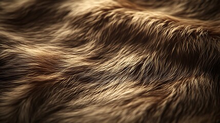 Fototapeta premium Close-up of fur with a gradient from creamy ivory to dark chocolate, fine strands illuminated softly under natural light, silky textures arranged in flowing organic patterns,
