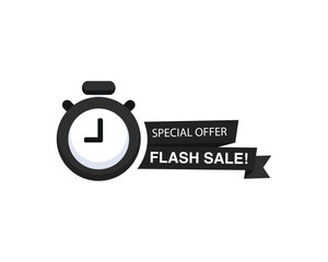 Flash sales shopping promotional labels icon. Sale countdown badges. Sale timer banner. Last day, last hour and last minute offer.