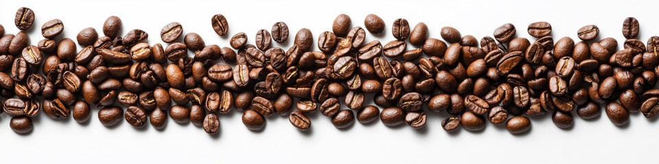 Naklejka premium Roasted Coffee Beans on White Background Banner