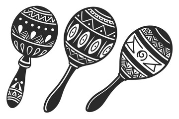 set of maracas silhouette vector illustration