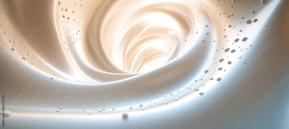 Wall mural swirling cream tunnel creating a mesmerizing vortex with droplets