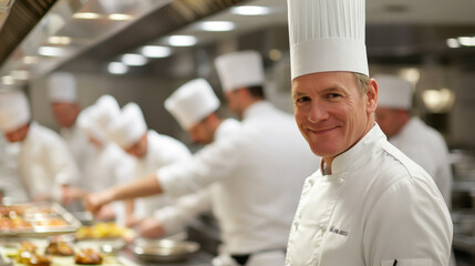 Head Chef Smiling in a Professional Kitchen