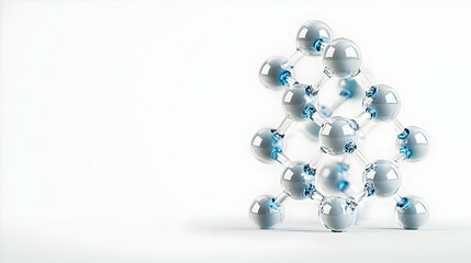 Abstract Molecular Structure with Spherical Atoms in Blue and White on a White Background