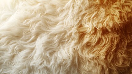 Ombre fur blending from warm golden yellow to cream, delicate fine strands illuminated by soft light, smooth textures arranged in elegant ripples, photorealistic depth, cinematic composition,