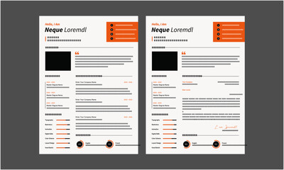 Resume CV. Modern Resume and Cover Letter Layout design template. Minimalist CV resume template for job applications. Vector illustration