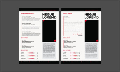 Fototapeta premium Resume CV. Modern Resume and Cover Letter Layout design template. Minimalist CV resume template for job applications. Vector illustration