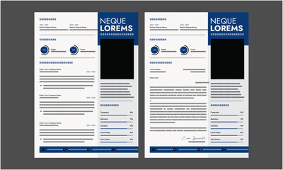 Resume CV. Modern Resume and Cover Letter Layout design template. Minimalist CV resume template for job applications. Vector illustration