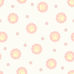 Cute seamless pattern with paw prints. Animal background. Dog or cat paw seamless pattern vector doodle abstract. Animal footprint background for fabric, texture, and wallpaper.