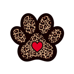 Paw print filled with leopard pattern.