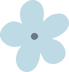 Blooming flower decorative element, flat illustration, in vintage color isolated on white background.