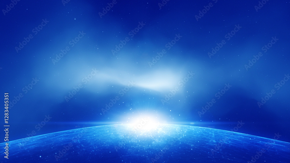 Canvas Prints digital cyber space sphere with dots and misty fog light illustration.