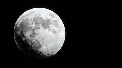 Obraz premium Moon gibbous phase, night sky, space exploration background