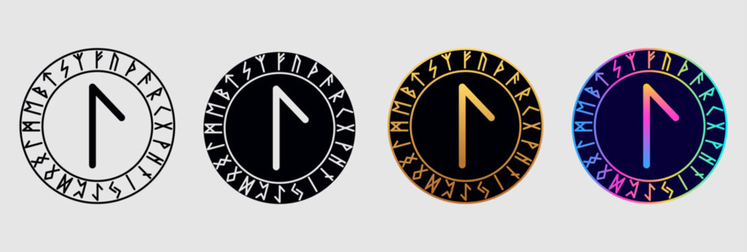 Scandinavian rune Laguz in different design variations.