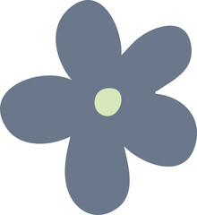 Blooming flower decorative element, flat illustration, in vintage color isolated on white background.