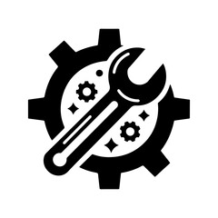 Gear and wrench icon vector