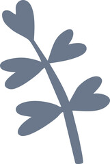 Branch with leaves decorative element, in vintage color isolated on white background.