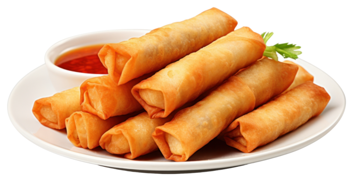 PNG Crispy spring rolls with sauce