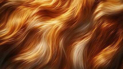 Ombre fur with a gradient from warm amber to chestnut brown, detailed hair strands shimmering gently, arranged in smooth, elegant patterns, illuminated by natural warm light, photorealistic finish,