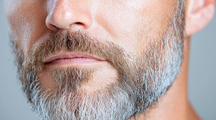 Obraz premium Close-up man's graying beard, skincare ad